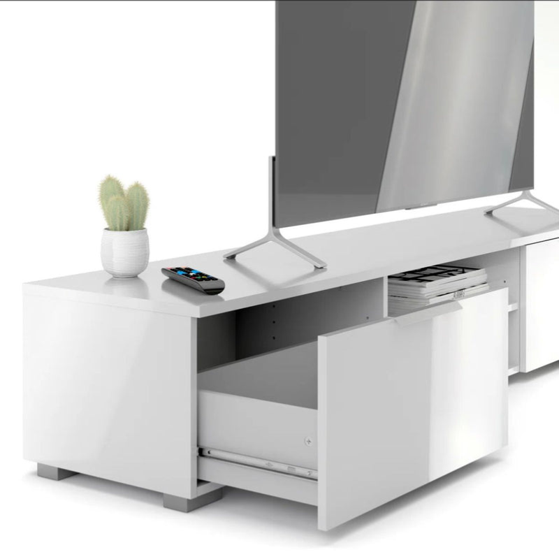 Meuble TV avec 2 tiroirs 172 cm Blanc
