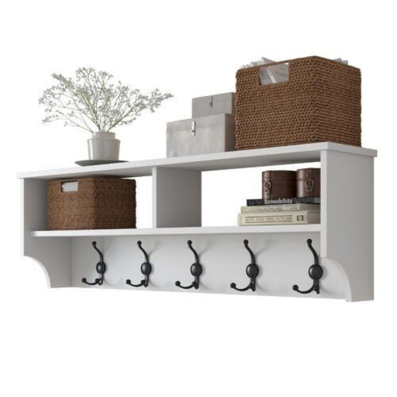 Étagères murales avec porte-manteau 120cm bois Mdf