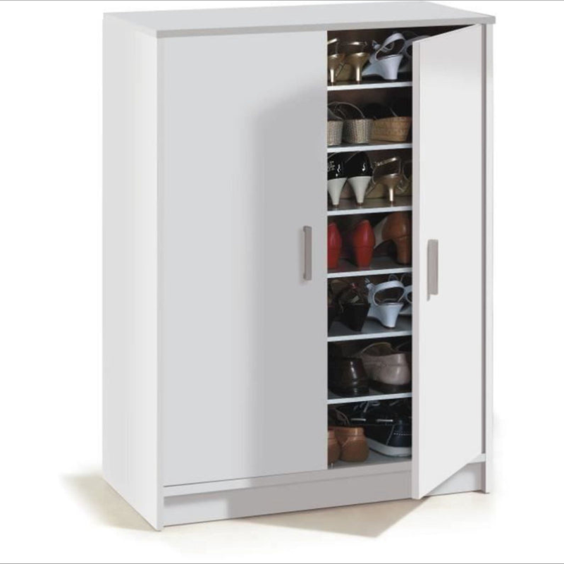Meuble à Chaussures Armoire BASIC – 2 Portes & 6 Étagères – Blanc