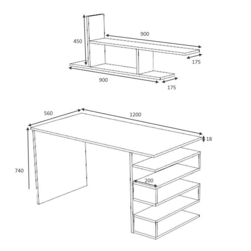 Bureau avec rangement - ORAK - 120cm Blanc bois Mdf