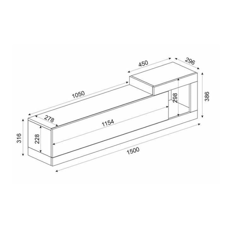 Meuble TV suspendu VOLORE 150cm blanc