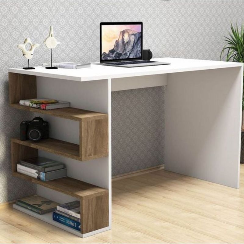 Bureau de travail - Noyer et Blanc - 120cm