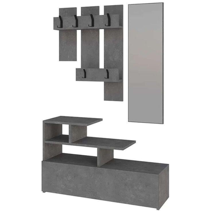 Rague à chaussures avec porte-manteau en bois MDF 100cm