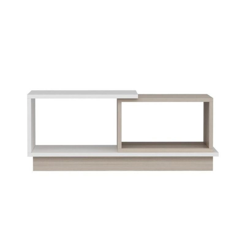 Table Basse - CONCEPT - chêne et  blanc bois Mdf - 90cm
