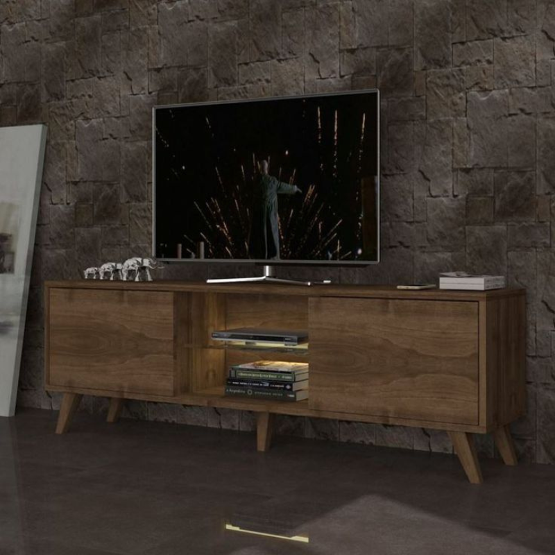 STAND TV PRONTO 180cm Noyer Meuble TV