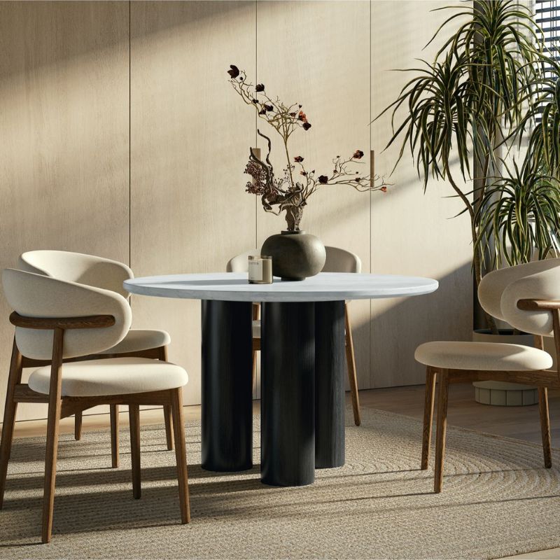 Table de salle à manger en marbre Roan pour 4 personnes