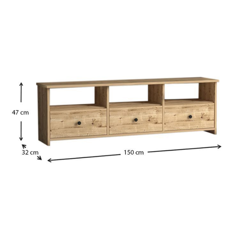 Meuble TV en bois FANSY 150cm Chêne - Salon et séjour