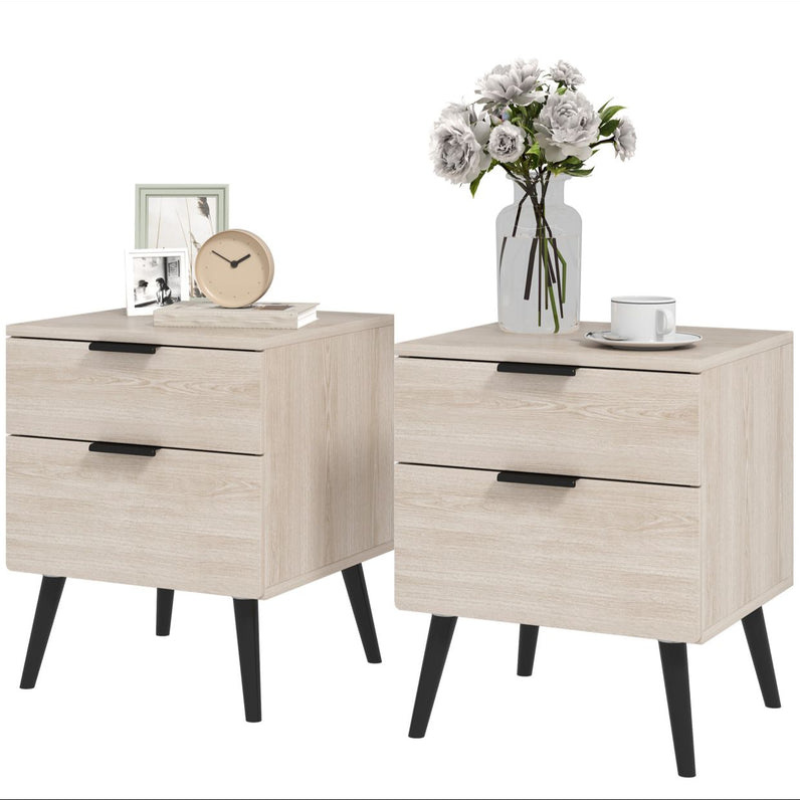 Pack Lot de 2 Tables de Chevet – Style Nordique Moderne – Chêne Naturel