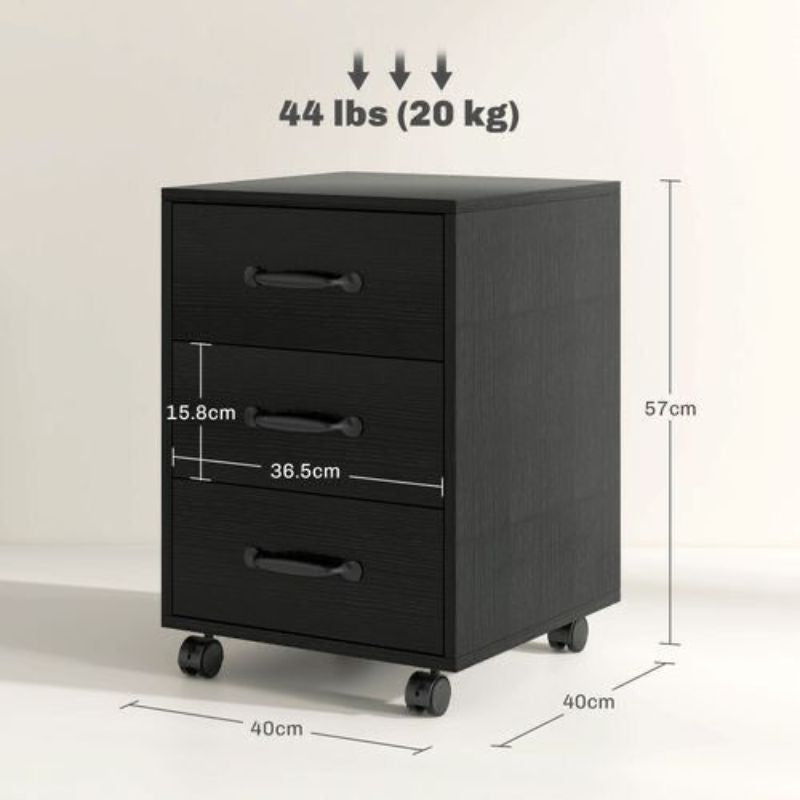 Table de chevet noir - Blanc 3 tiroirs bois mdf