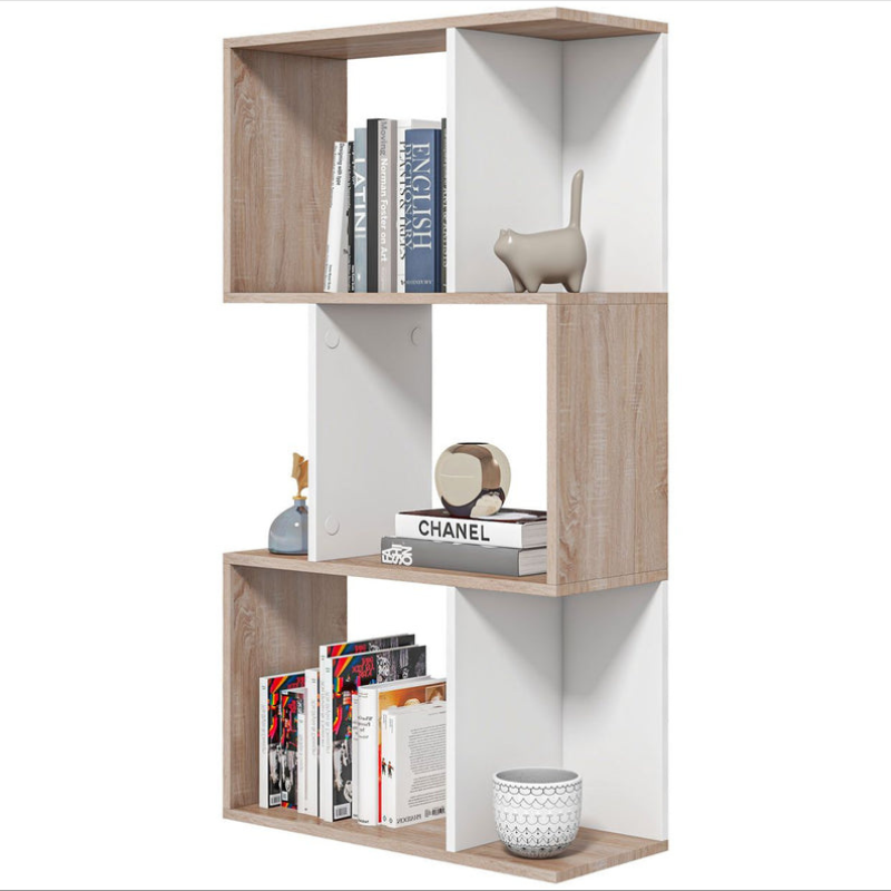 Étagère de Design Bibliothèque Moderne en Bois blanc et chêne 3 Étagères