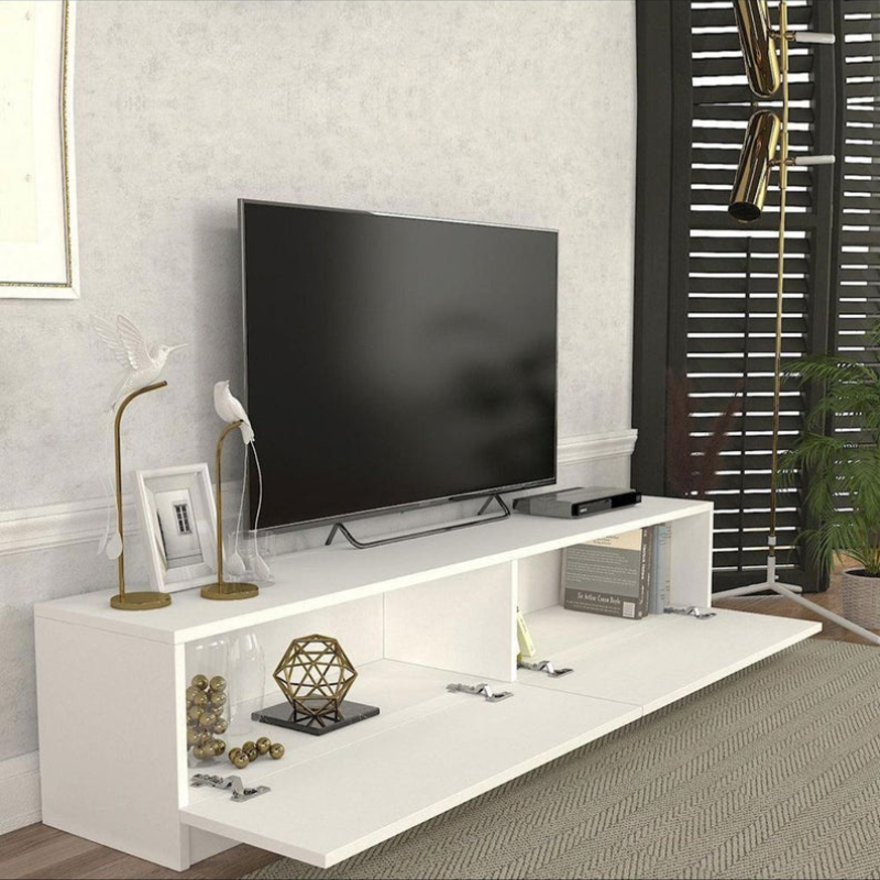 Meuble TV SHARK 160cm à 2 portes - Blanc