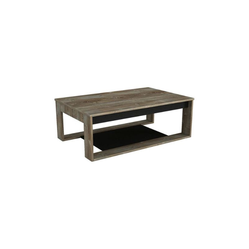 Table Basse - COSTA - 112cm Noyer et noir - Salon et séjour bois Md