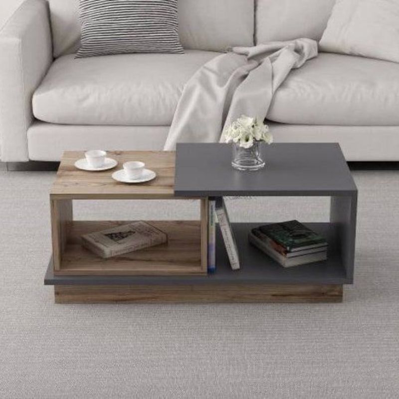 Table Basse - CONCEPT - chêne et Gris bois Mdf - 90cm
