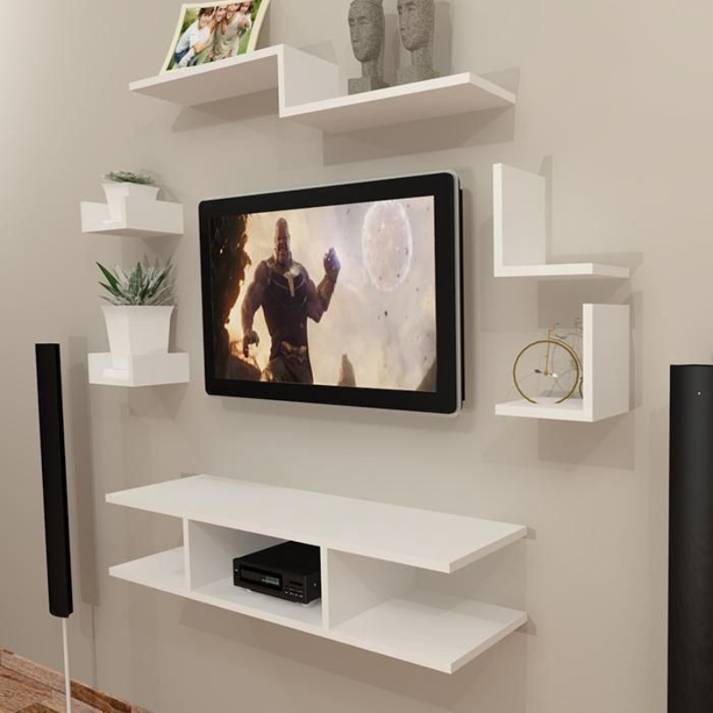 Meuble TV - 120cm Blanc avec étagère