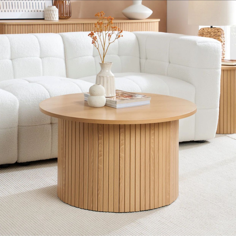 Table basse en forme de tambour Suire en bois - 80cm