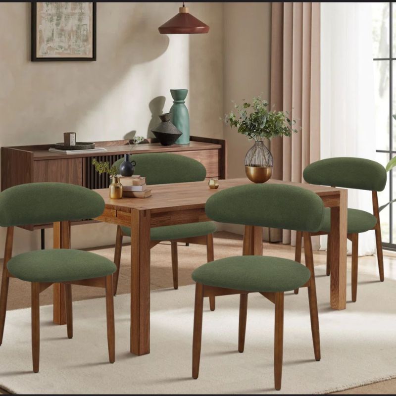 Chaise d'appoint rembourrée en bois massif (Ensemble de 4)