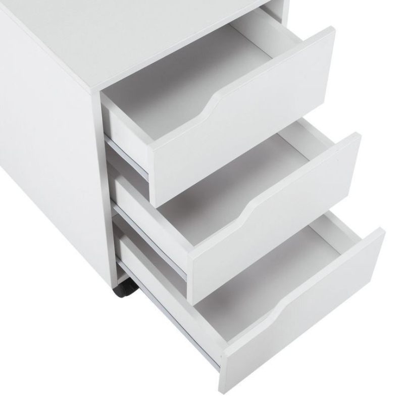 Table de chevet - Blanc 3 tiroirs bois MDF