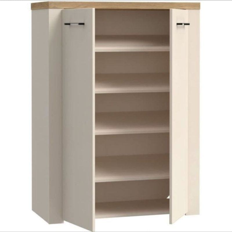 Meuble de Rangement NELLEKE – Décor Sable & Chêne