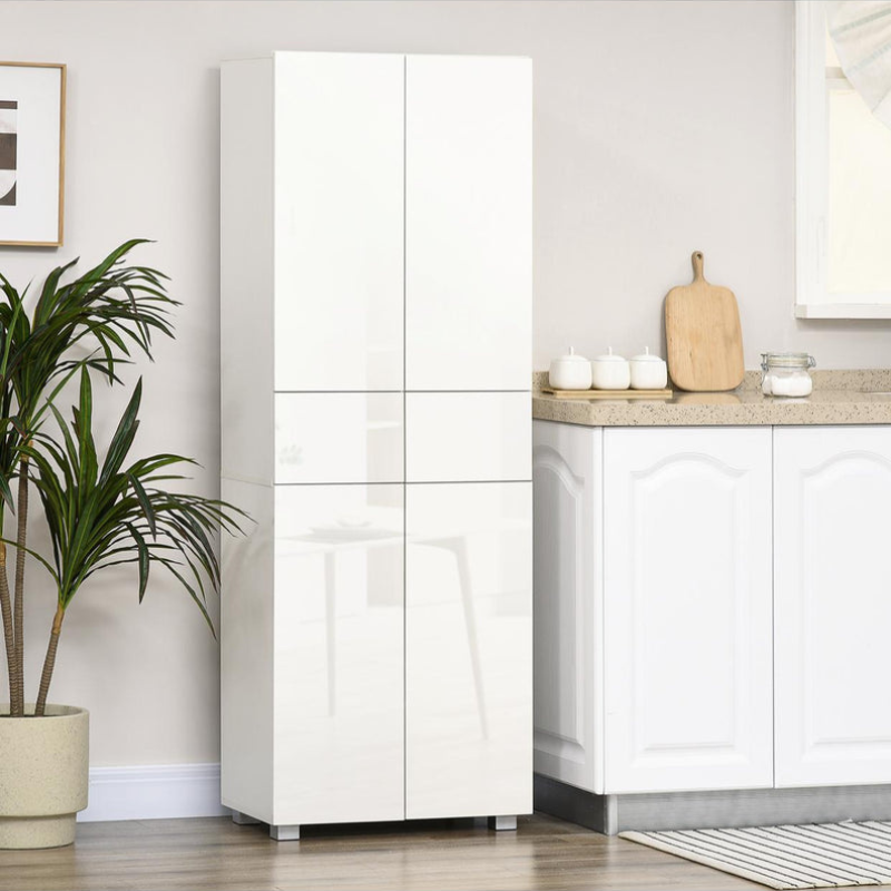 Armoire de cuisine meuble de rangement buffet 4 portes avec étagères réglables