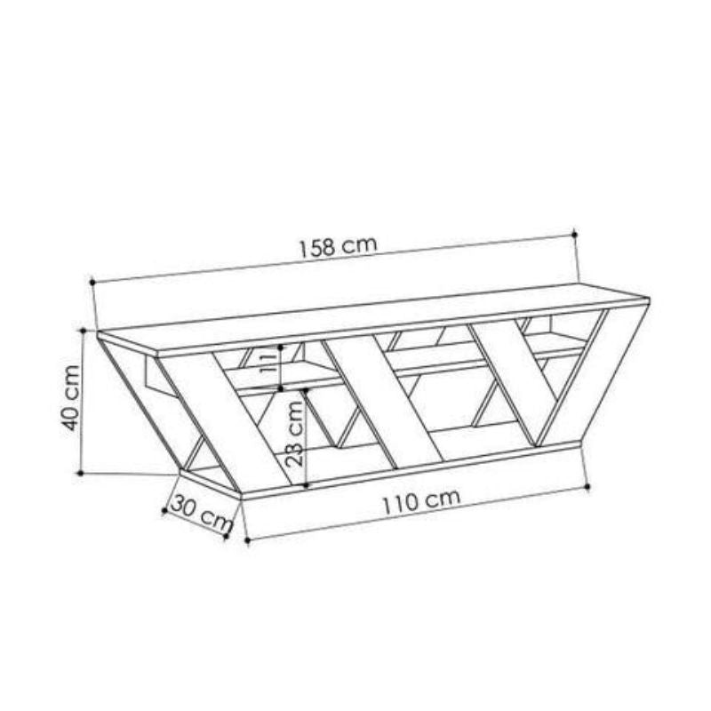 Meuble TV RALLA 158cm - Gris / Chêne / Blanc