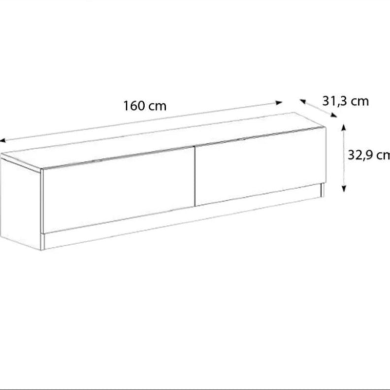 Meuble TV SHARK 160cm à 2 portes - Blanc