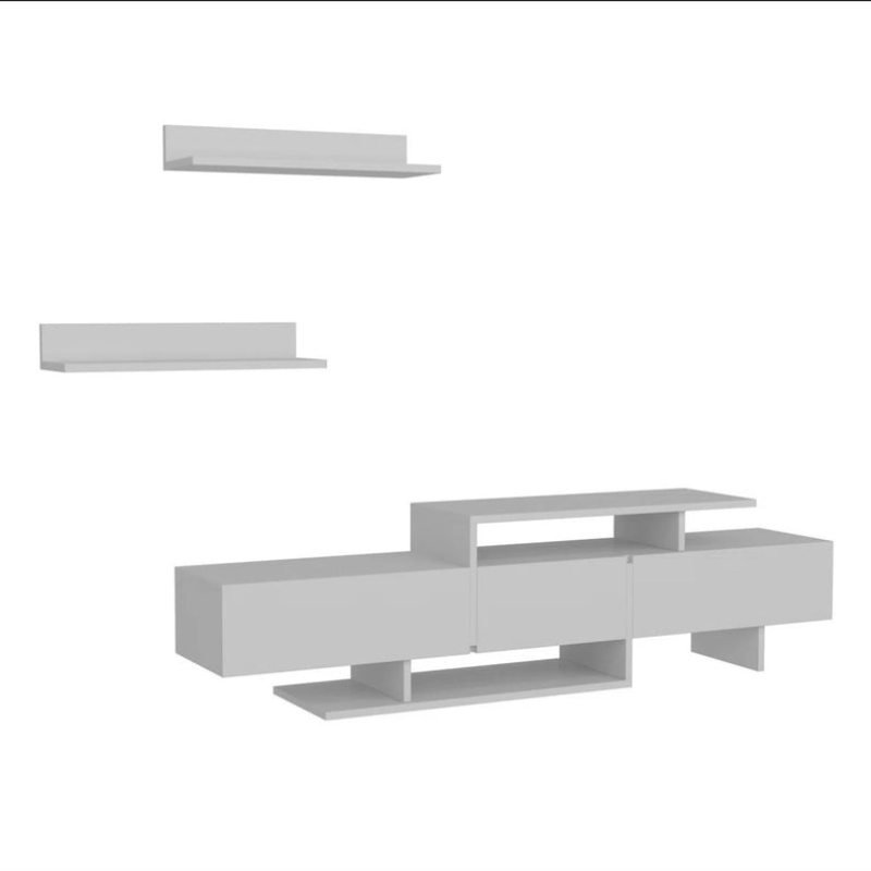 Meuble TV - Brodie-Lee pour téléviseurs de 48 pouces avec étagère - Blanc 164cm