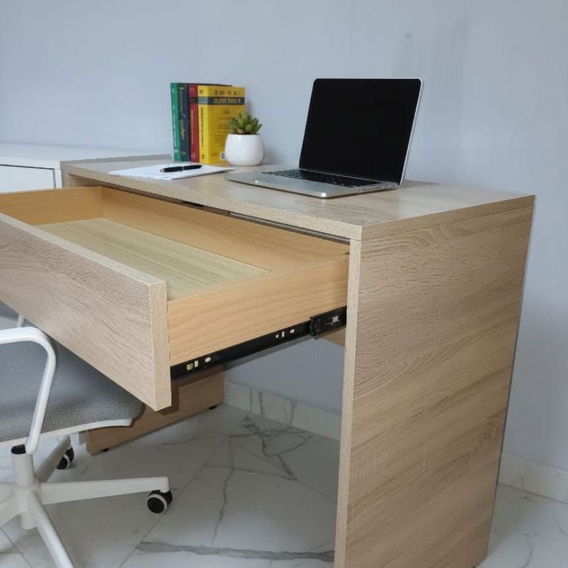 Bureau avec tiroirs - Blanc et Chêne - 100cm