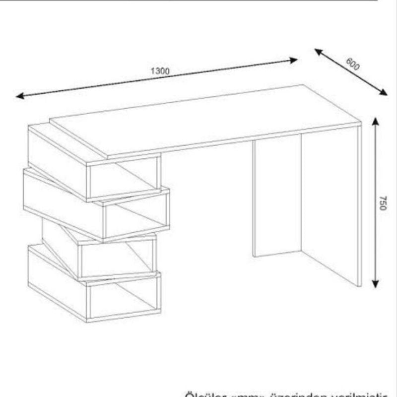 Bureau - AKIR - Blanc et Noyer bois Mdf 130cm