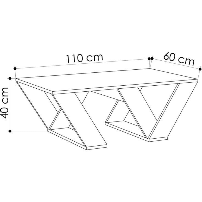 Table basse moderne pour séjour PIPRA 110 cm – Chêne et Blanc