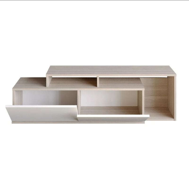 Meuble TV Niklas pour téléviseurs - Blanc et Kordoba - 149cm