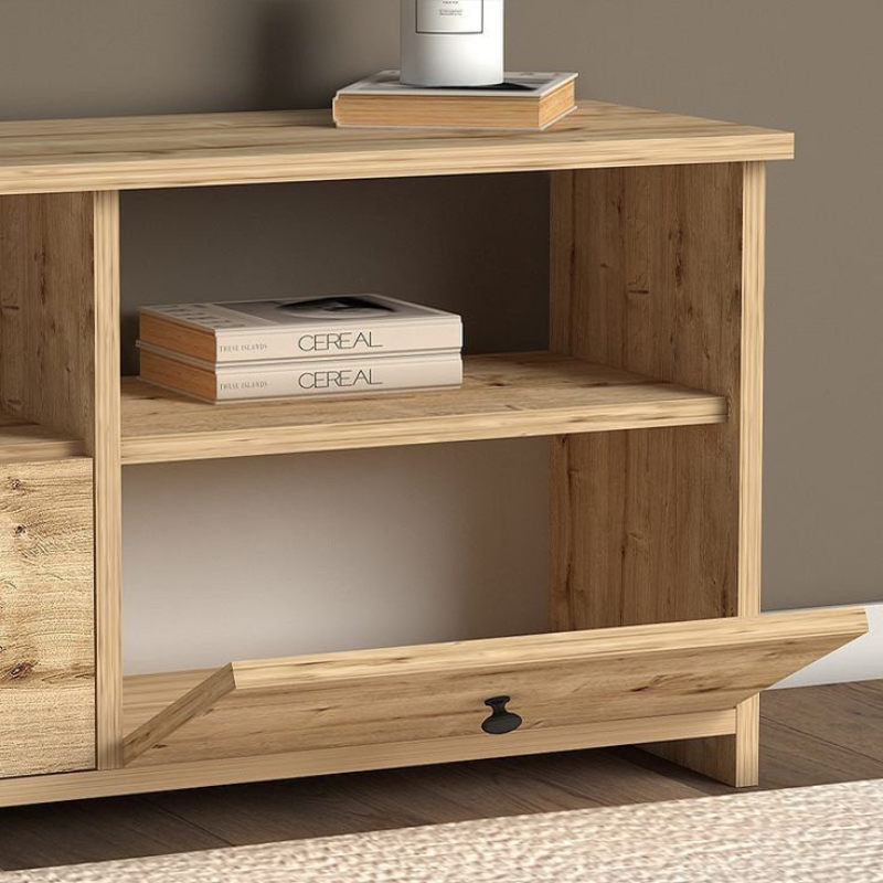 Meuble TV en bois FANSY 150cm Chêne - Salon et séjour
