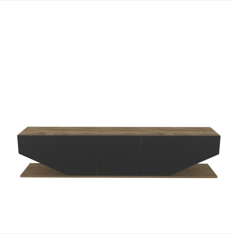 Meuble TV moderne - Pearl - pour téléviseurs jusqu'à 71 chêne et Gris 180cm