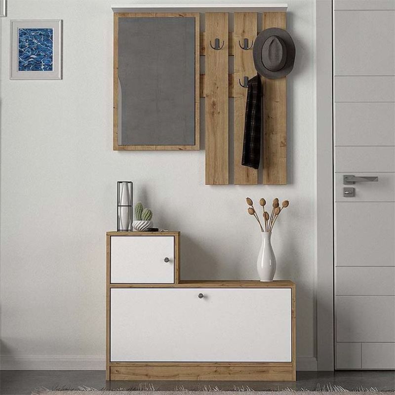 Meuble d’Entrée OPT v2 - Miroir, Porte-Manteaux & Meuble à Chaussures