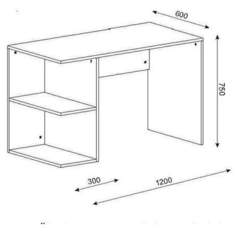 Bureau - ELEGANT - 120cm bois Mdf blanc et Noyer