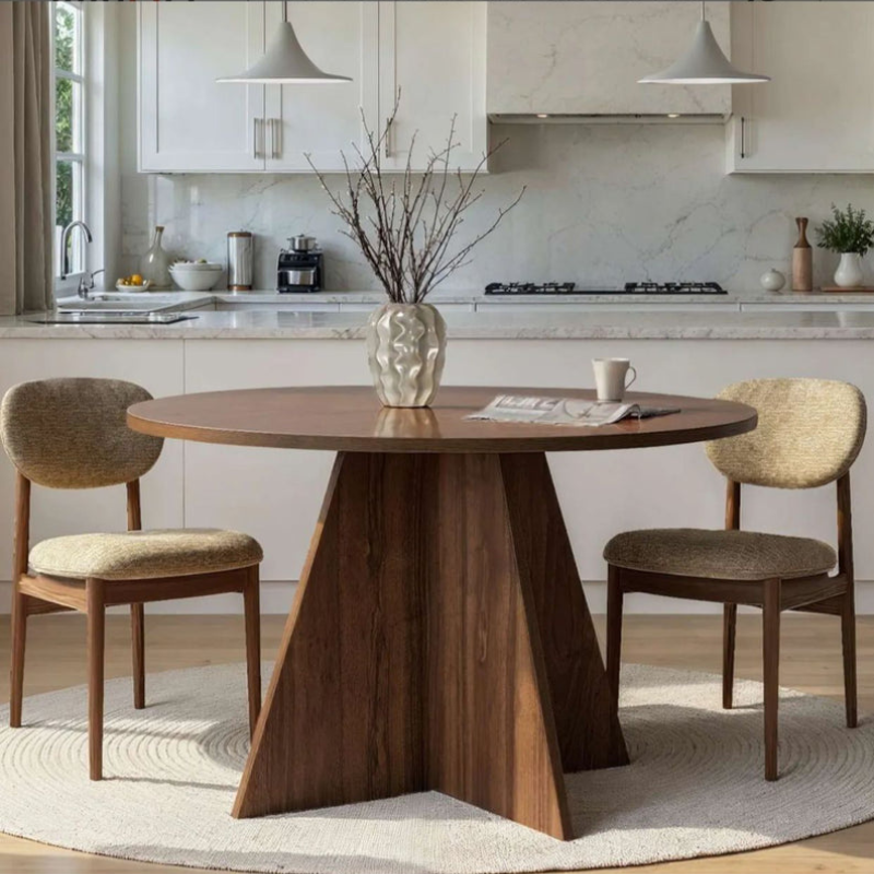 Table à manger ronde - Ø120 cm (Noir / Chêne / Noyer)