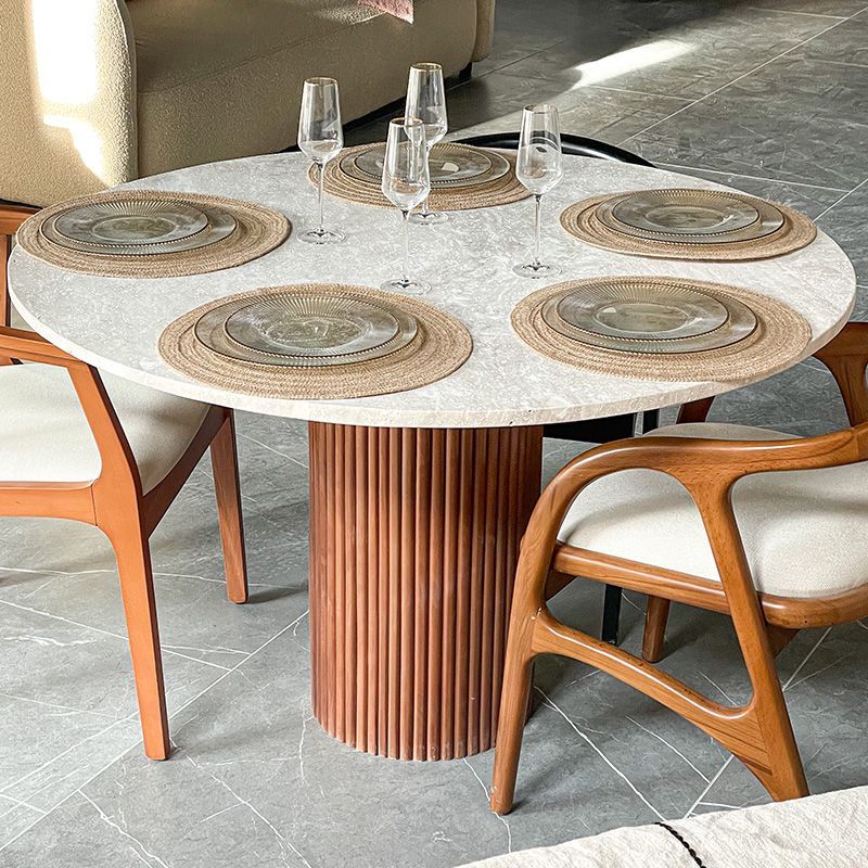 Table à Manger AKASSIA - Travertin & Bois