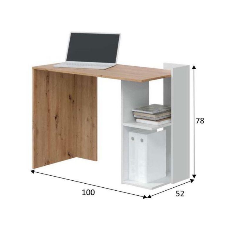 Bureau - MOOD - 100cm Blanc et chêne bois Mdf