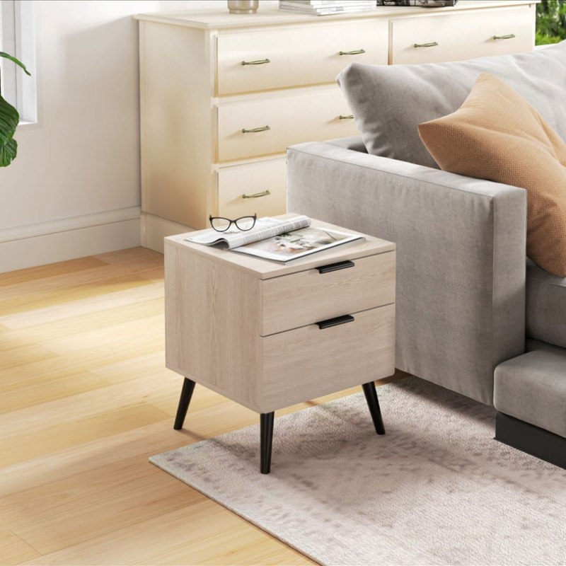 Pack Lot de 2 Tables de Chevet – Style Nordique Moderne – Chêne Naturel