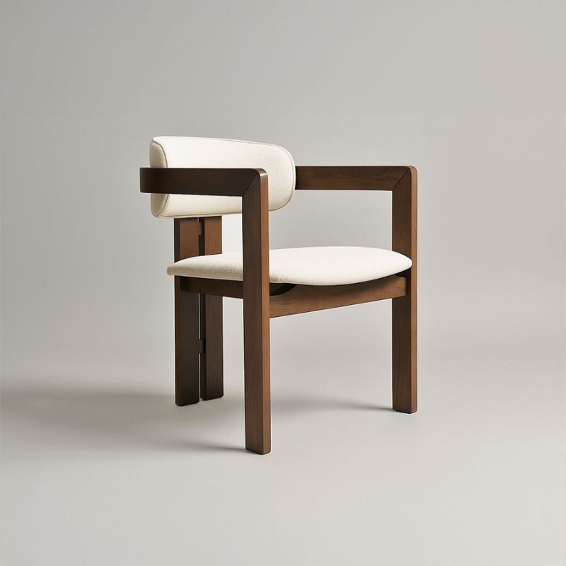 Chaise Design Chevron - Laine Beige & Bois