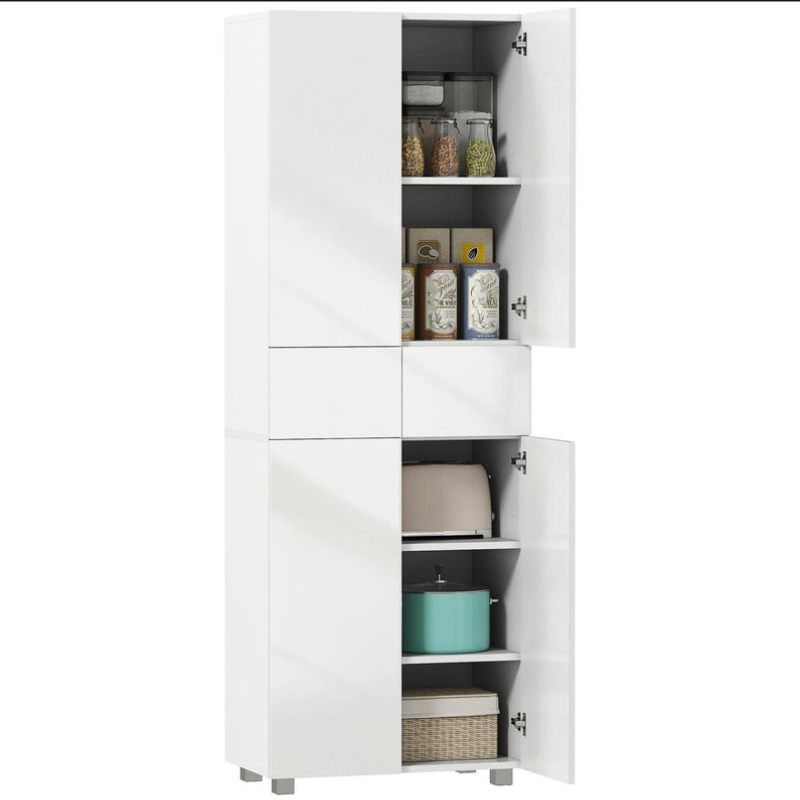 Armoire de cuisine meuble de rangement buffet 4 portes avec étagères réglables