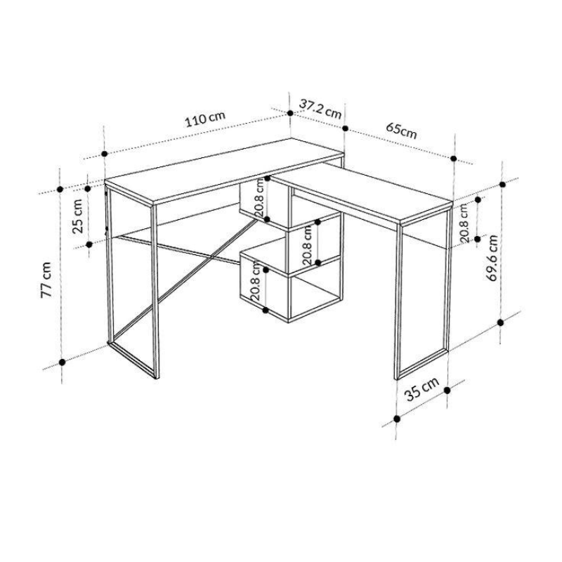 Bureau de travail en bois BADAU 110 cm – Blanc