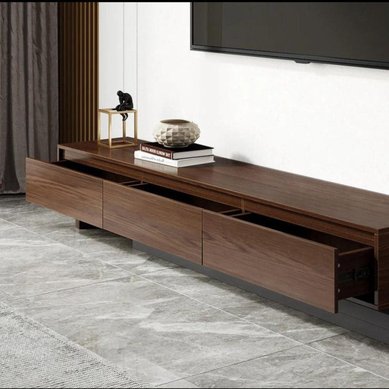 BELY Meuble TV en Noyer et Gris - 200cm