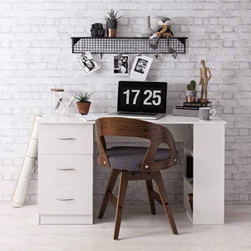 Bureau avec 3 tiroirs - Blanc 120cm bois Mdf