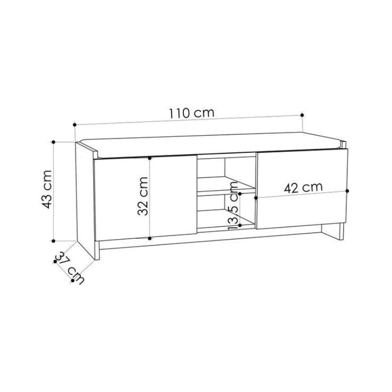 Meuble à Chaussures ZULLA avec Assise - Chêne