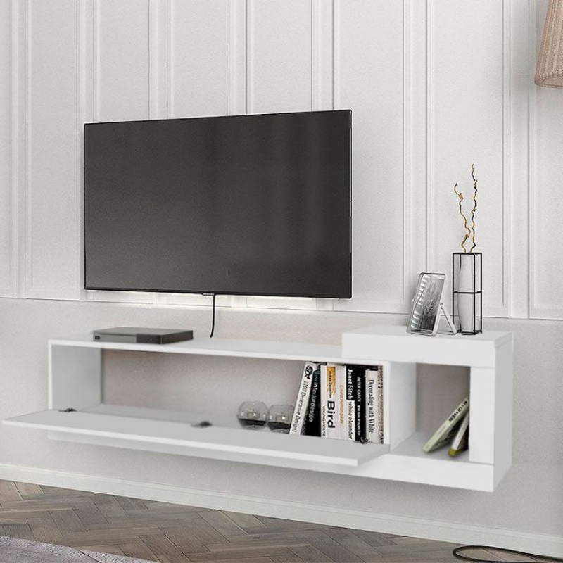Meuble TV suspendu VOLORE 150cm blanc