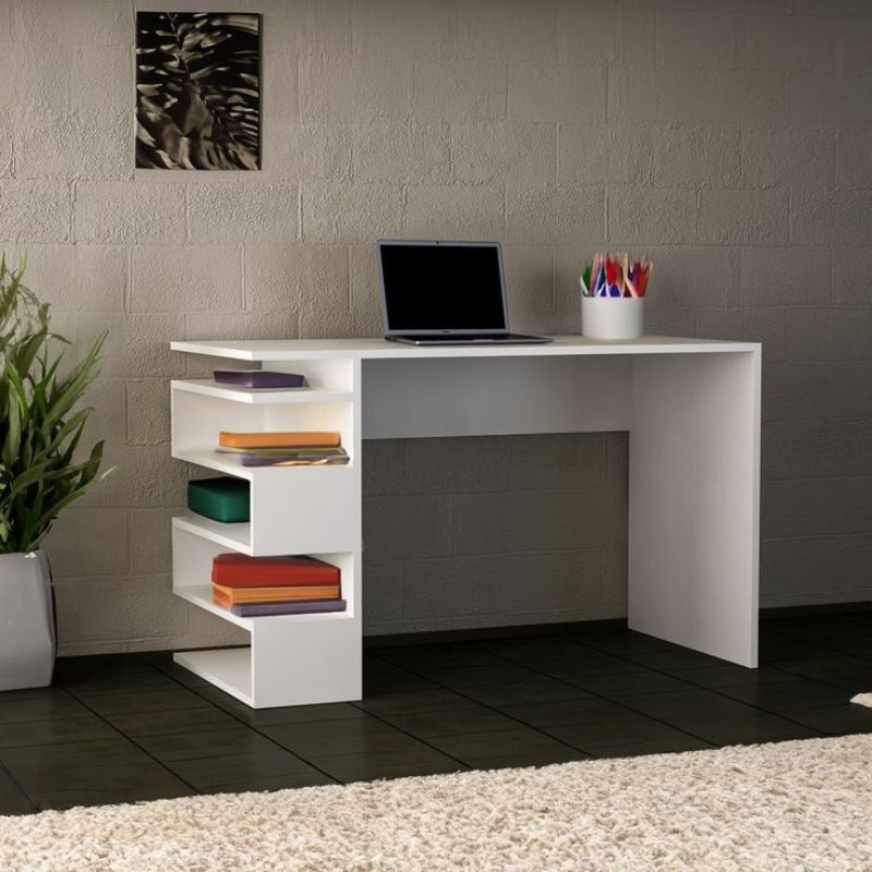 bureau Blanc - en bois Mdf - 120cm