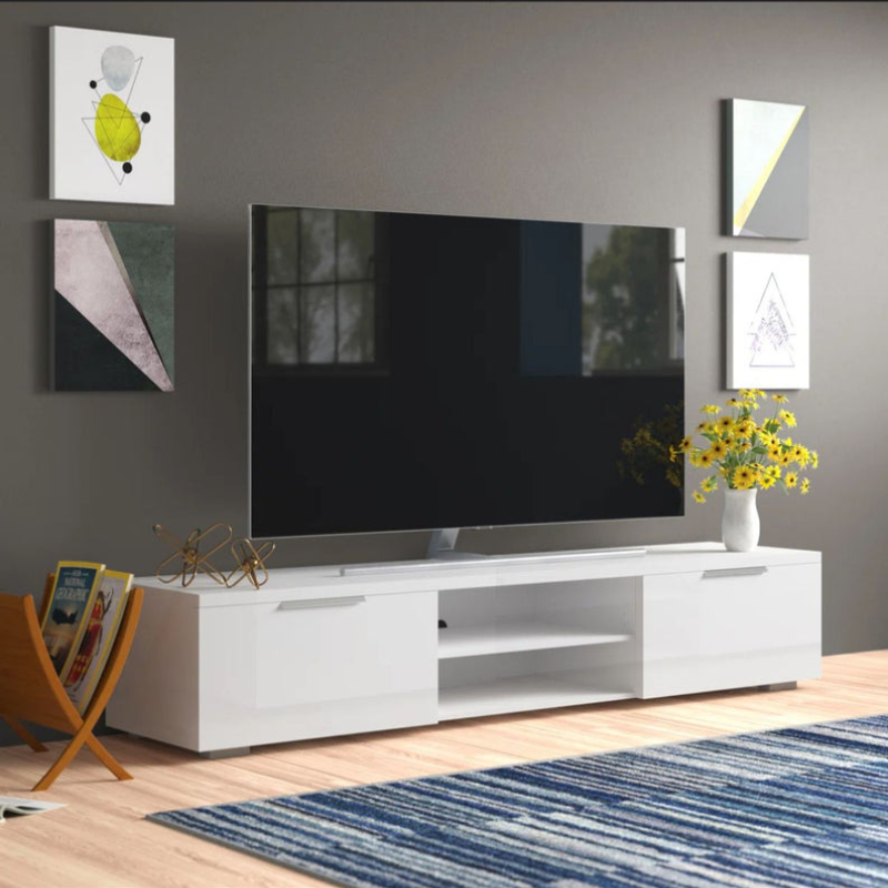 Meuble TV avec 2 tiroirs 172 cm Blanc