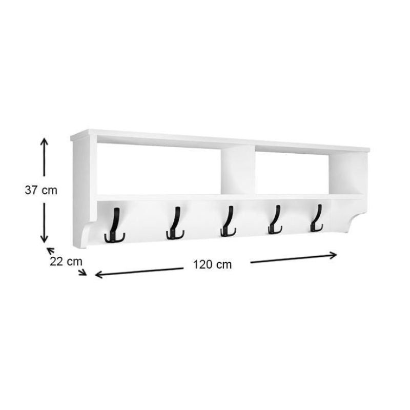 Étagères murales avec porte-manteau 120cm bois Mdf
