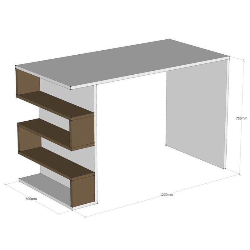 Bureau de travail - Noyer et Blanc - 120cm