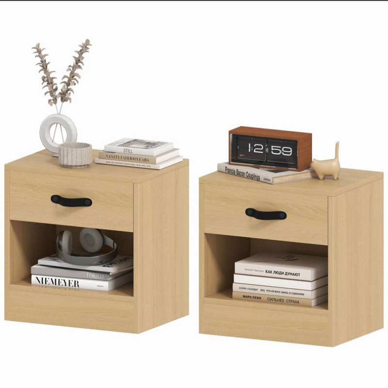 Pack de 2 Tables de Chevet avec Tiroir et Compartiment Ouvert pour Salon